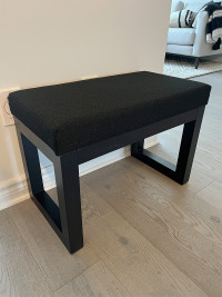 Black Fabric and Wood Bench