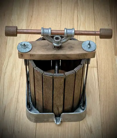 Yes, it’s still available! Vintage Wine • Fruit • Grape • Cider Press • Rustic Handle • Frame • Wood...