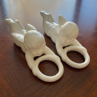 Pair of White Porcelain Angel Candle Huggers (EUC)