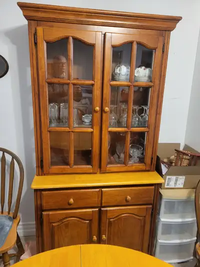 Table and chair set with hutch/china cabinet, View more