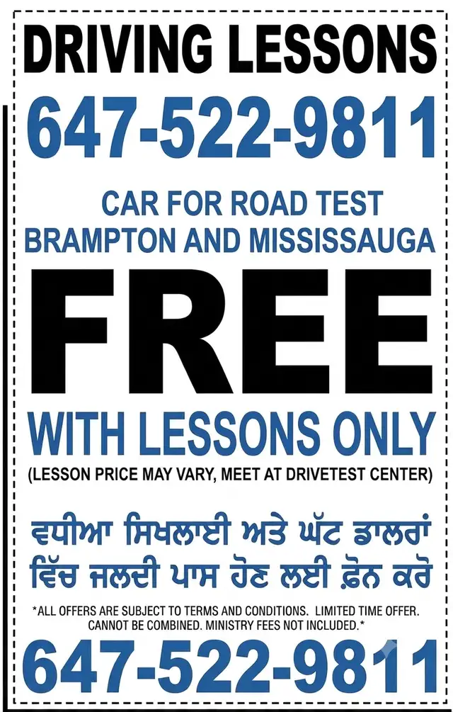 Driving Lessons and Road Test Car513979935978301442