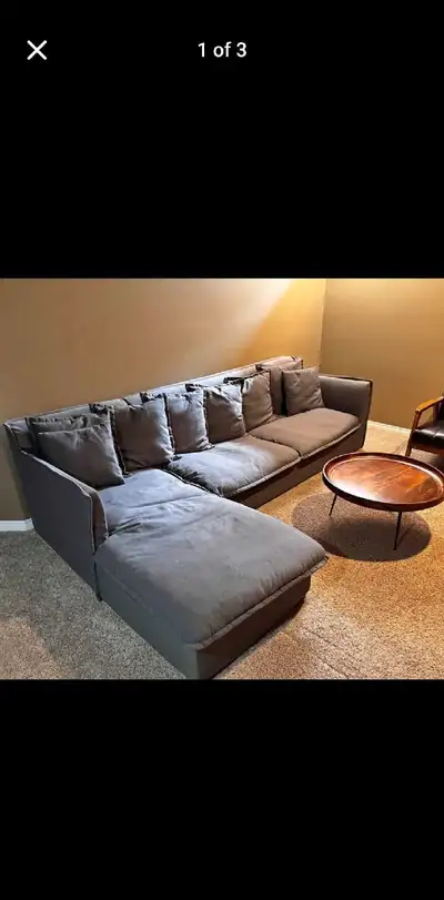 gray sectional sofa $300 located in bonnyville, View more