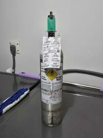 Medical Oxygen Tank, portable and ready for use in various medical or emergency situations. This use...