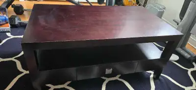 Wood Coffee Table with Shelf and Drawer, View more