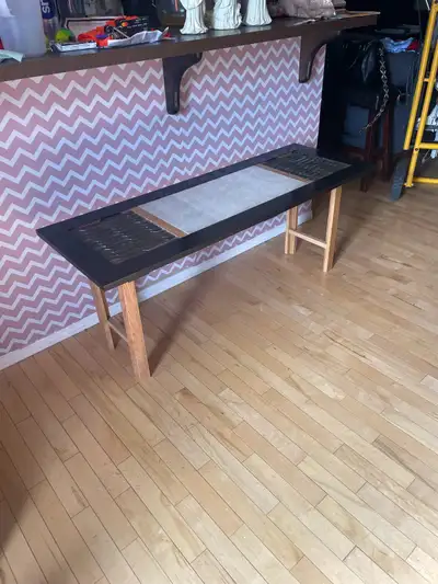 coffee table with glass and tile inlay, View more