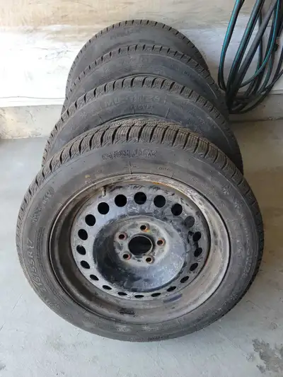 4 Miller ML-GW28 Winter Tires on Nissan Steelies for Sale. **215/55/R17** Great Condition. Bolt Patt...