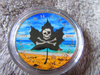 2017 PIRATE FLAG Maple Colorized 1oz Silver $5 Coin