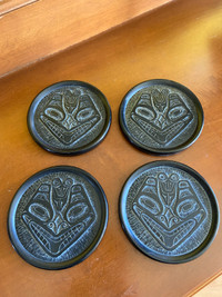 Vintage BOMA Northwest Coast Haida Bear Mask Design 4 Coaster Se
