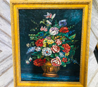 Contemporary Still Life Floral Art Painting signed W Briston