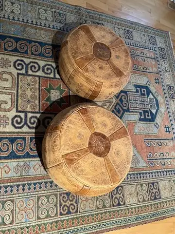 Moroccan leather ottoman, View more