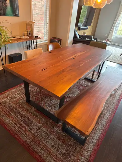 Dining room table (84" x35") & Bench (78"x 16.5"), View more