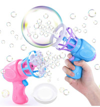 New 2 PCS Bubble Machine for Kids, Fan Bubble Gun Blower for Tod