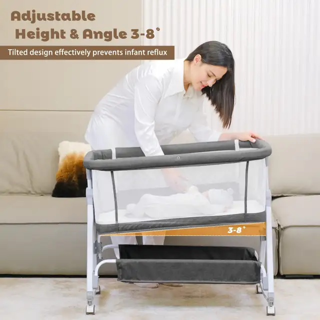  3 in 1 Baby Bassinet - Bedside Sleeper w Wheels & Mattress in Cribs in Markham / York Region - Image 5