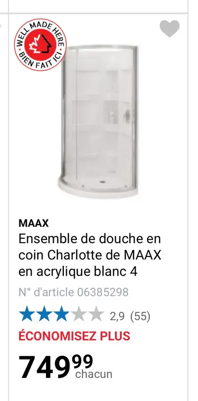 Ensemble de Douche neuve – Déjà assemblée – Jamais utilisée, View more