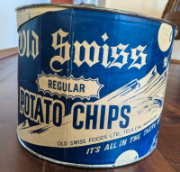 Old Swiss  Potato Chips Container Teulon Collectible Advertising