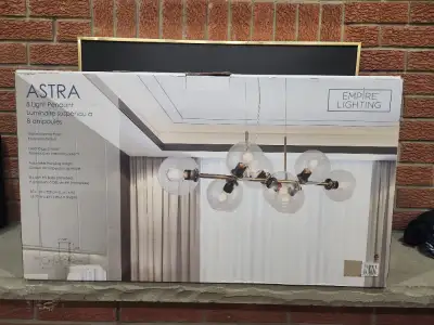 Staggered Glass Pendant Light 8-Bulb Brushed Bronze Finish, Chan, View more