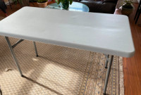 48" x 24" Plastic Rectangular Folding Table - White