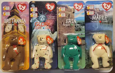1999 TY McDonald's Teenie Beanies INTERNATIONAL Bears Set 4 NEW, View more