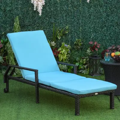 Wicker Chaise Lounger PE Rattan Outdoor Lounge Chair Garden, View more