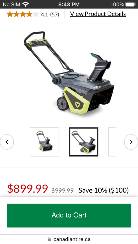 Yardworks 96V Cordless Snowblower ”Battery/Charger not Included” in Lawnmowers & Leaf Blowers in Hamilton - Image 2