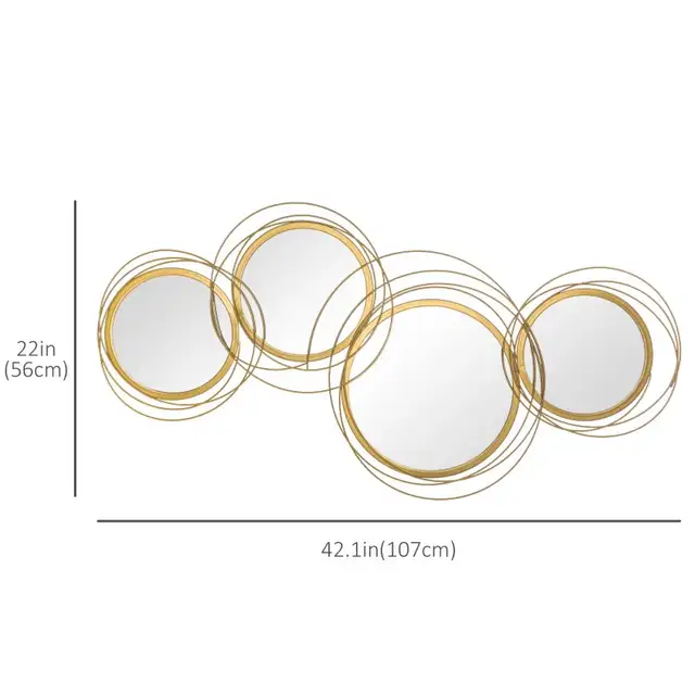 Metal Wall Art Gold Frame Circle Bathroom Mirror Decor Home Hang in Home Décor & Accents in Markham / York Region - Image 3