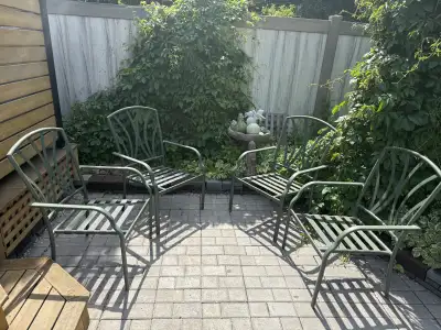 Set of 4 Outdoor Dining Patio Stackable Metal Dark Green Chairs, View more