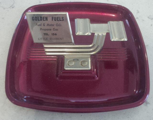 Metal Art-Deco Style Ash Tray, Golden Fuels, Little Current, ON in Arts & Collectibles in Stratford