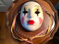 Vtg Ceramic Mime Mask Wall Art by About Face San Francisco 