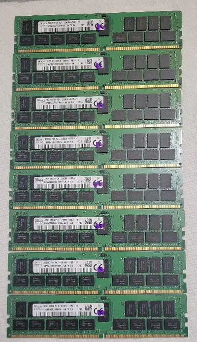 SKhynix 256GB (8x32GB) 2Rx4 PC4-2666V ECC REG RAM Server/WS, View more