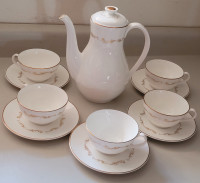 Vintage Royal Doulton French Provincial Coffee Pot, Cups Saucers