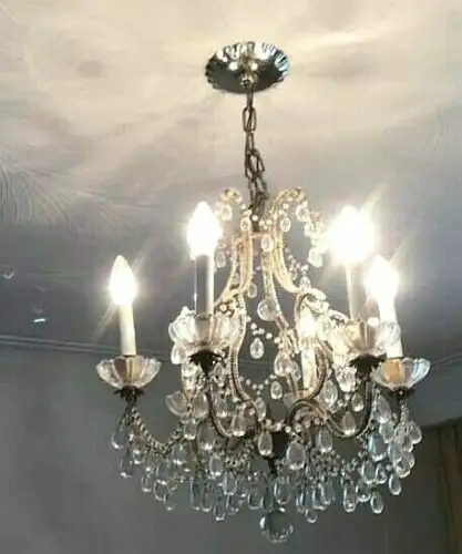 Italian Chandelier6 LightBlown Glass Drops Macaroni Beads in Indoor Lighting & Fans in Markham / York Region - Image 3