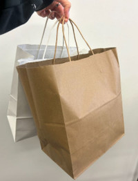 MEDIUM SIZE,WHITE/ BROWN (KRAFT) PAPER BAGS 250 PCS