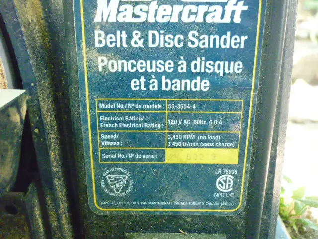 Mastercraft 4" X 36" Belt/Disk Sander in Power Tools in Regina - Image 3