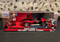 Harley Quinn & 1969 Chevy corvette stingray die cast