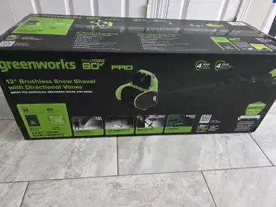 Greenworks Snow Shovel new in box . 80v with battery and charger, View more
