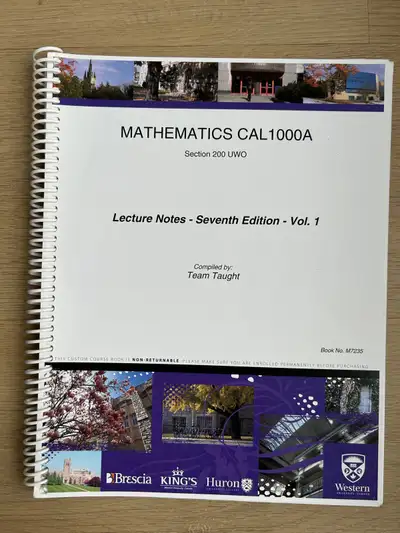 Lecture Notes Vol.1 for UWO CAL1000  Seventh Edition, View more