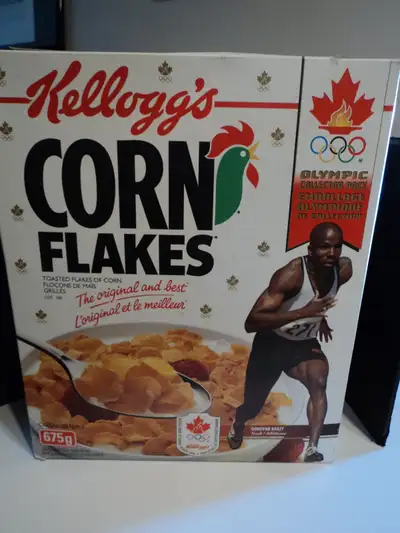 Donovan Bailey Olympic Corn Flakes Box, View more