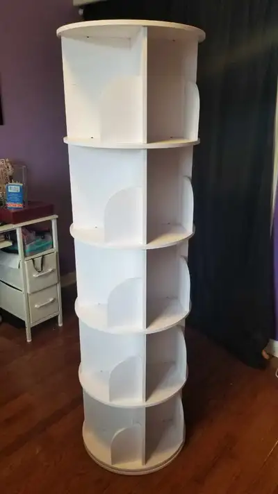 Rotating Bookshelf. 5 Tier. White. Like New, View more
