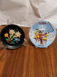 Two small wall / stand Souvenirs, Cuba and St. Maritz