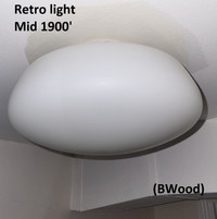 Light - Retro Ceiling Light, Round Frosted Glass Shade, 1950's