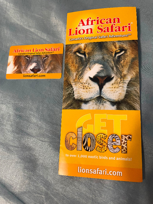African Lion Safari Gift Card - $125 value. Selling for $90 in Activities & Groups in Kitchener / Waterloo