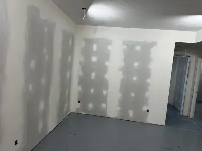 Knockdown, stipple-popcorn remove, flat ceiling, drywall repair, water damage repair. Popcorn to kno...