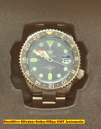 SteelDive SD1994 (Seiko-NH34) GMT Automatic Watch=FIRM=, View more