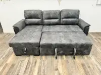 New Sofa Bed With Storage Chaise & Pull Out Bed - Grey Big Offer
