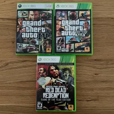 Selling as a set Grand Theft Auto IV Grand Theft Auto Five Red Dead Redemption Game of The Year Edit...