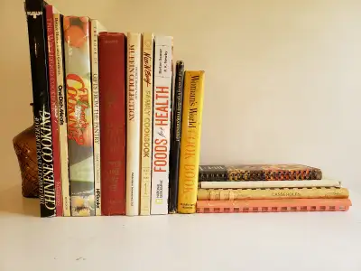 Assorted cook books 15 in all, in good condition no rips, stains or odors.