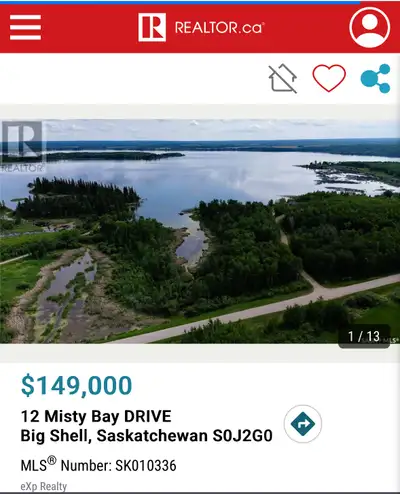 Lake front Lot at Shell Lake Note it is an oversized lot extra huge. It is in a End of the lake Mist...