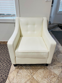 Off white leather  accent chair 