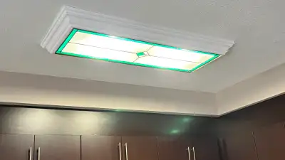 Bright, Big ceiling light very good condition, 53” x 21”, $10, View more