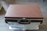 Vintage brown leather-look cassette tape briefcase (1980s)